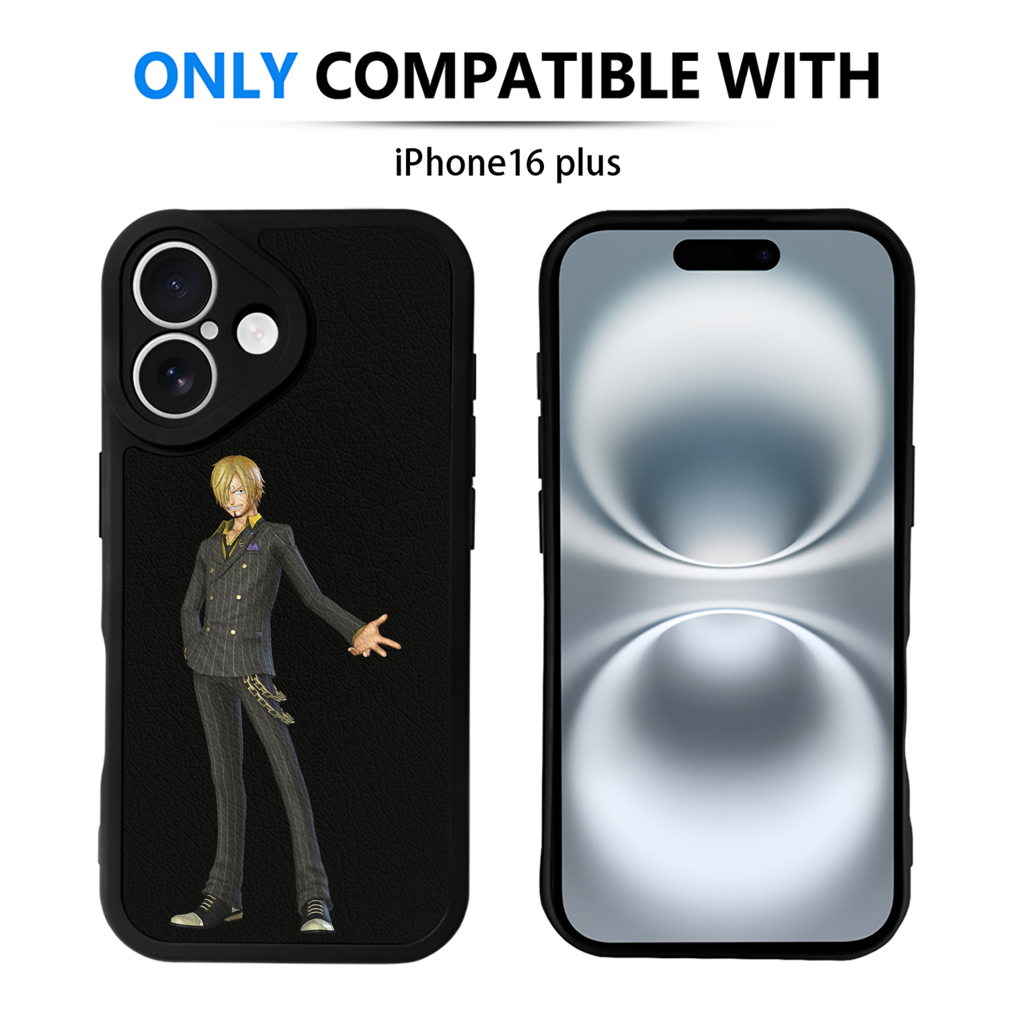 （画像用） ワンピース サンジ ONE PIECE Sanji 【iPhone 16シリーズ対応】シリコンスマホケース（レザー調） 材質：シリコン